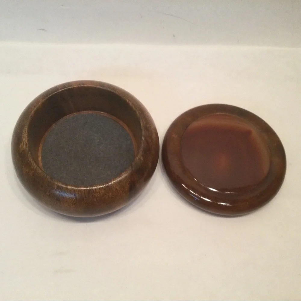 Vintage Hand Crafted Mahogany Trinket Box w/ Agate Inlay Lid - Made in Brazil